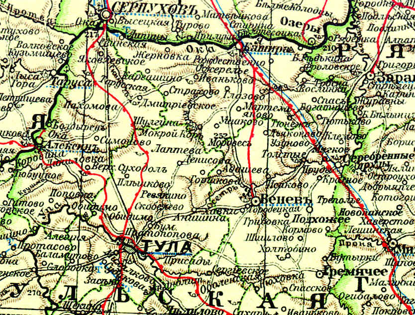 Тульский, Алексинский, Веневский и Каширский уезды